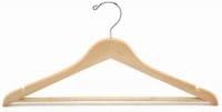 ClosetHangerFactory Flat Suit Hanger Bundle of 25, Natural Finish, 20" Length x 7/16" Width, Wooden