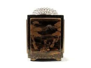 Amazon.co.jp: 中尾喜久二輪島塗細密高蒔絵富士四景香炉黄布 共