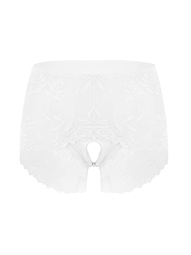 Manyakai Damen Sexy Slips Panty Höschen Spitze Transparent Unterhose Ouvert Dessous String Tanga Unterwäsche Reizwäsche Weiß XL Cover