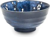 Luxe - Kom - Hana Blauw - 22 cm | H9 cm - 100% Porselein - Handgemaakt - kommen groot - Saladeschaal - Salade kom - Noodle bowl - pokebowl kom