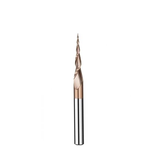 Cuchilla de cabeza de bola cónica, Fresas de punta esférica cónica de 2 flautas Carburo de tungsteno R0.25-1.0 Vástago 3.175-6 mm(R0.5x15Cx3.175Dx38L)