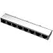 558526-1, Conn RJ-45 F 64 POS 2.54mm Solder RA Thru-Hole 64 Terminal 8 Port Tray