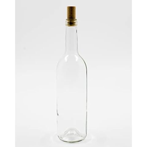 WYSKONT Bordeaux Type Empty Wine Bottle with Corks for Home Brewing Drinks Storage Serving Decoration Border Transparent Glass 0.75L Capacity 7.4 x 29.3cm 1 Set x 8 Bottles Cover