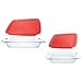 Pyrex Easy Grab 4-Piece Value Pack - (1) 3qt C-233 Glass Dish w/ (1) Red Plastic Lid and (1) 2qt C-232 Glass Dish w/ (1) Red Plastic Lid - Made in USA