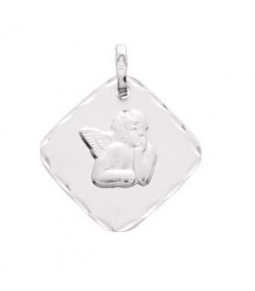 Médaille ange Raphaël or blanc 375 bijou durable anti-ternissement