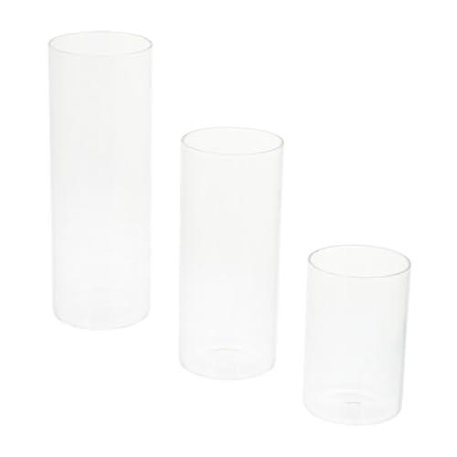 TOGEVAL 3 pezzi Portacandele Votivi in Vetro Trasparente Cilindrico Resistente al Calore Eleganti Bicchieri per Candele Tealight Decorazione Soggiorno e Tavola Dimensioni Miste