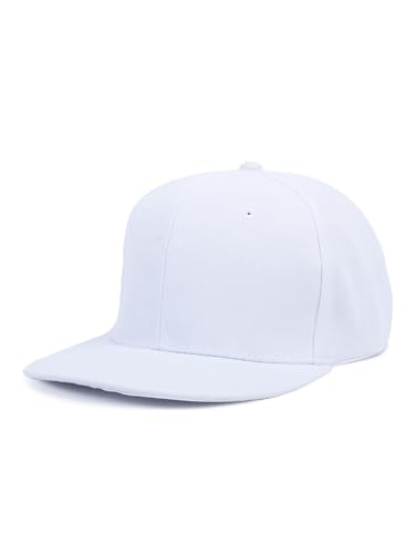 Century Star Snapback Hats for Men Flat Bill Brim Baseball Cap Women Adjustable Hip Hop Style Blank Trucker Hat White One Size
