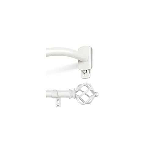 KAMANINA Bundle of 32 to 86 And 35 to 88 inches Curtain Rods, with Twisted Cage Finials And Wrap Around Brackets, White
