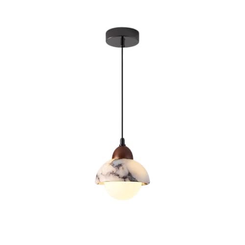 DOCJX Lampa Wisząca W Stylu Wabi‑Sabi Lampa Sufitowa Z Kamienia Marmurowego Kopuła Ciepła Poświata Oświetlenie Sufitowe Regulowana Wysokość Lampy Do Sypialni Szafki Nocnej Jadalni Kuchni(AH)