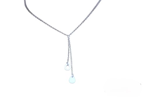 Collier cravate argent massif pendentif gouttes : bijou chaîne en Y ajustable