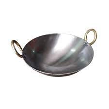 GT Gloptook Traditional Rustic Look 12 inch Dia Iron Karahi with Riveted Handles and Rounded Base Code 194576