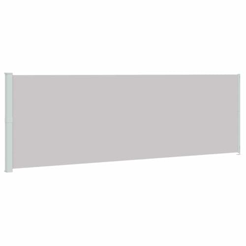 Store latéral gris 200x600 cm avec brise-vue en polyester indéchirable et socle en acier