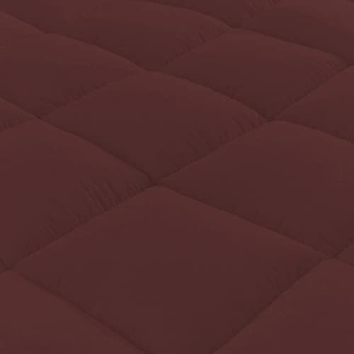 Image of 1200GSM Hollow Fibre Mattress Padding /Topper Maroon for Single Bed-36 Inch X 78 Inch