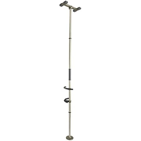 Signature Life Sure Stand Pole and Extension Piece Bundle, Elderly Tension Mounted Floor to Ceiling Transfer Pole, Bathroom Safety Grab Bar and Stability Rail with Curve Hand Grips, Deep Bronze Cover