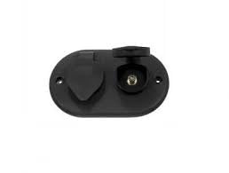 Camco 55086 Coaxial Cable Plate with Large Cap – Dual Port – Black – Weather-Resistant Housing – Includes Installation Hardware – Free Limited Warranty