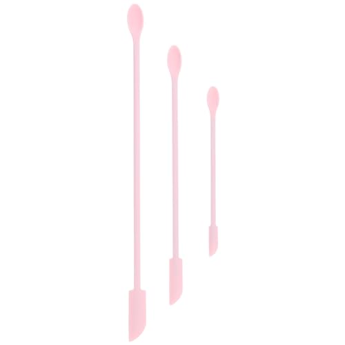FIXOSHEE Juego de 3 Espátulas de Silicona Rosa para Maquillaje y Mascarillas Faciales Mini Espátulas Cosméticas Reutilizables para Aplicación Uniforme de Lociones y Cremas