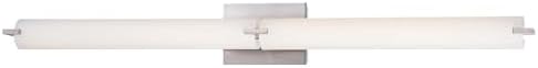 GEORGE KOVACS P5046-084-L Tube LED Vanity Bath Light, 2-Light, 40 Total Watts, 4.75-in H x 39.75-in W, Brushed Nickel