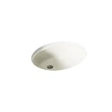 KOHLER 2210-96 Caxton Under-Mount Bathroom Sink, Include Overflow Drain, Fits 14" x17" Cutouts, Undermount Installation, Biscuit