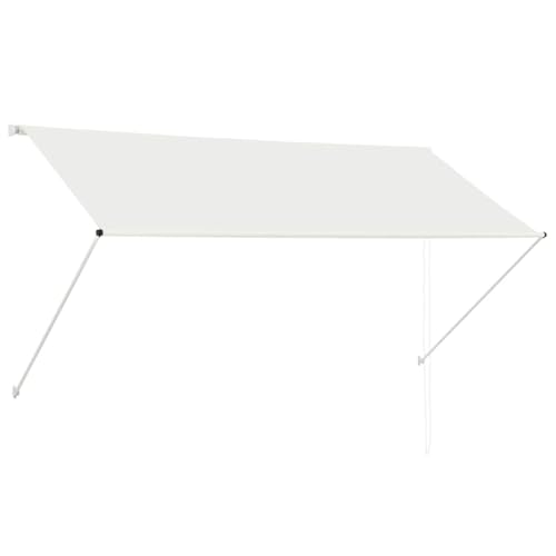 Auvent rétractable manuel avec toile polyester crème pour extérieur - 2