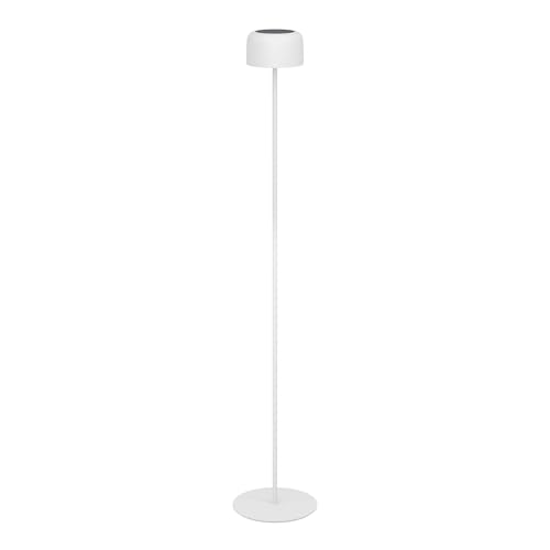 Eglo Lampadaire solaire Roccanova, lampe sur pied extérieure sans fil, luminaire tactile à intensité variable, pour terrasse et balcon, acier blanc, blanc...