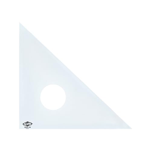 Image of ALVIN 45 /90 Clear Professional Acrylic Drafting Triangle Model 131C-14, Multipurpose Tool for Drafting, Design, and Architecture, Great for Machining and Woodworking, 14 inch inch 45 Degree /90 Degree