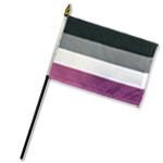 4x6 inch Asexual stick Table Desk flag mounted on a 10 inch stick staff (Super Polyester) Cloth Fabric (Sewn Edges for Durability) 4inch x 6inch 4x6