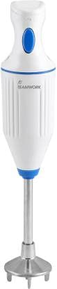 Teamwork Punch Hand Blender | ABS Plastic, Stainless Steel Blade Mixer Grinder | 350 W with 1 Year Warranty(White)