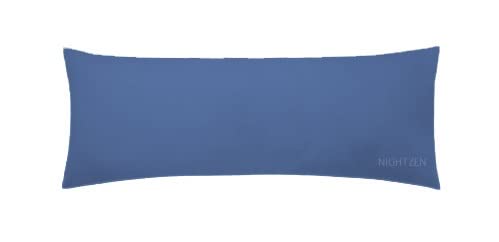 NIGHTZEN® Bolster Pillowcases - Plain Dyed Easy Care Polycotton Long Bolster Pillowcase Cover Soft Quality Blended Cotton - Maternity Orthopedic Support Pillowcase (King 5FT, Blue)
