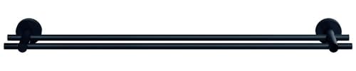 tesa MOON BLACK Towel Rail - No Drill Towel Holder - matt black - Waterproof - Includes Removable Glue Solution - 112 mm x 640 mm x 50 mm