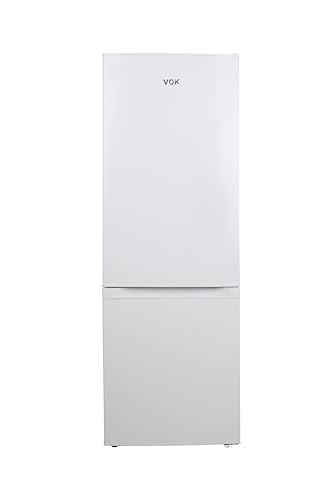 VOK Frigorífico Combi 154L EVR 154DEW, 142 cm Altura x 48,3 cm Ancho, Clase E, Bajo Nivel Sonoro 39 dB, Puerta Reversible, Estanterías Cristal Reforzado, Blanco