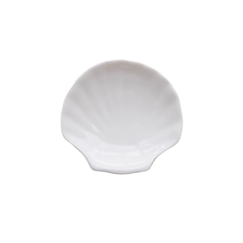 Bandeja De CeráMica para Joyas Plato De Cerámica Blanca con Forma De Concha, Bandeja For Guardar Joyas(S Diameter 7.5cm)