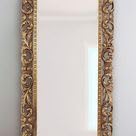 Image of Exquisitely Crafted for Any Glamour Queen Wood Mirror Wood Wall Carving Mirror Frame Antique Color Black Gold 2 X 5 Feet No Mirror Only Frame