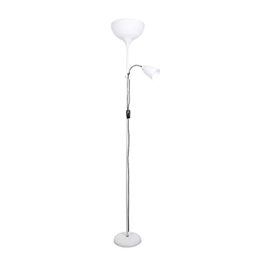 BEL AIR HOME - Lampadaire Varese 1xE27 1xE14 178cm - Idéal pour les salons et les studios - Design moderne et fonctionnel - Lampe de lecture ajustable (BLANC) (Les ampoules ne sont pas incluses)