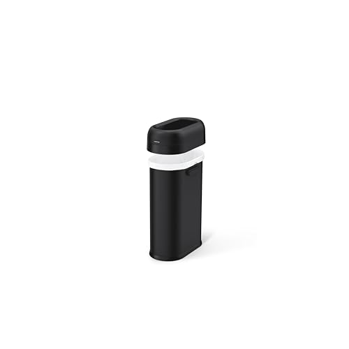 Image of simplehuman Slim Open Can, 50L / 13 Gallon Commercial Trash Can for Restaurants, Cafes, Hotel Lobbies, Dent-Resistant Heavy Gauge Steel, Lift-Off Lid, ADA-Compliant, Matte Black Steel