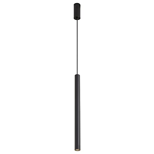 Suspension cylindrique LED noir avec luminaire suspendu tube long 40cm lumière blanche