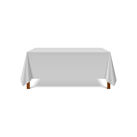 Pomp Silver 90" x 156" Premium Polyester Tablecloth | Wrinkle + Stain Resistant Easy Care Fabric | Fits 6FT Rectangle Table Cover
