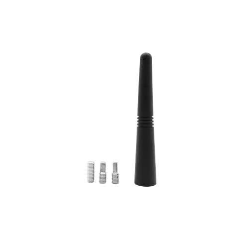 Typicshop Antenne de voiture universelle 9 cm Antenne courte Radio AM/FM (Adaptateur Filetage 4, 5 et 6 mm) Noir Cover