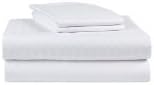 Ruthy's Textile 300 Thread Count 100% Cotton Sateen Dobby Stripe Bed Sheets Set (King, White)