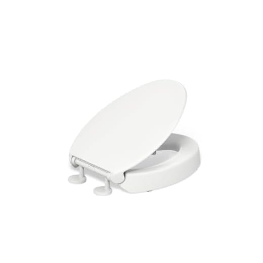 KOHLER 25875-0 Hyten Elevated Quiet-Close Elongated Toilet Seat, Contoured Seat with Grip-Tight Bumpers, Quick-Attach Hardware, White