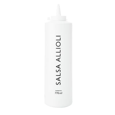 "Alioli Rioba en Diferentes Formatos: Monodosis - Caja de 40 Tarrinas de 25 ml, Biberón de 300 ml y 770 ml. Sin Gluten, Ideal para Restaurantes y Eventos." (6, Biberón 770g.)