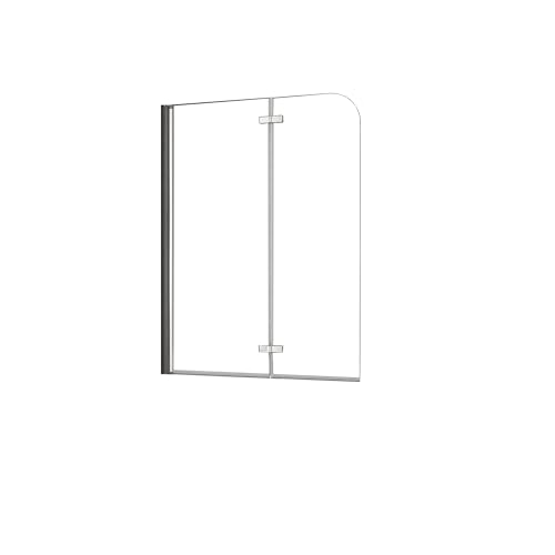 AICA Mampara de Bañera Abatible 2 Hojas Cristal Antical 6mm Plegable Tamaño:(1180-1200) x1400mm
