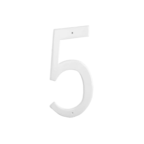 Número 5 de aluminio blanco Montague Metal Products placa exterior pequeña