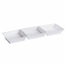 Simcha collection Mini Ware Rectangular 3 Section Dish White -5 ct.