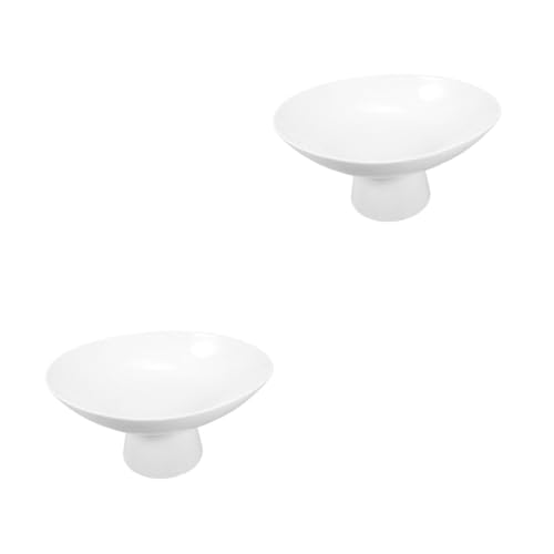 Amosfun 2 Piezas Plato De Frutas Plato Redondo De Frutas Soporte Para Platos Plato De Fruta Blanca Decoración De Pelador De Naranjas Portátil Batidora De Cafe Cerámica