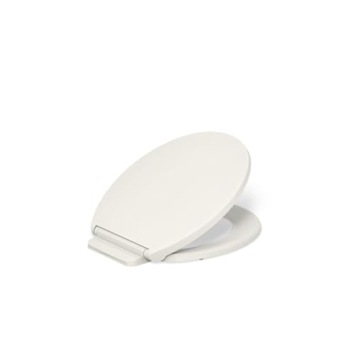 Kohler 27332-96 K-27332-96 Glissade ReadyLatch Quiet Close Round Toilet Seat, Biscuit