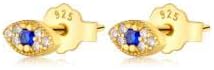 Dainty Evil Eye Crystal Pave Stud Earrings in 925 Sterling Silver & 14K Gold PVD - Image 2