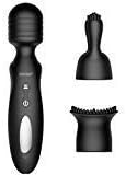 Automatic Heating Wand Massager with 12 Powerful Speeds & Astonishing Vibration Modes, Rechargeable Handheld Body Massager for External Elvet-Smooth Sensation 100% Waterproof (Black)
