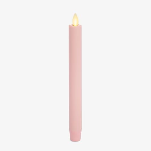 Image of Luminara Flameless Candle Taper (1 inch x 9.5 inch) Melted Top Real Wax Unscented Remote Ready Timer (Saga Rose)