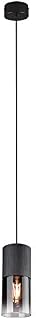Trio Leuchten Robin 310600132 Pendant Light Matte Black Metal Smoked Glass Excl. 1 x E27