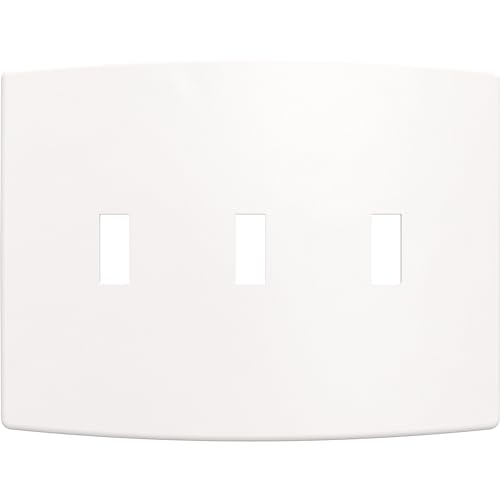 Interrupteur encastré plaque murale 3 bascules blanc lot de 2